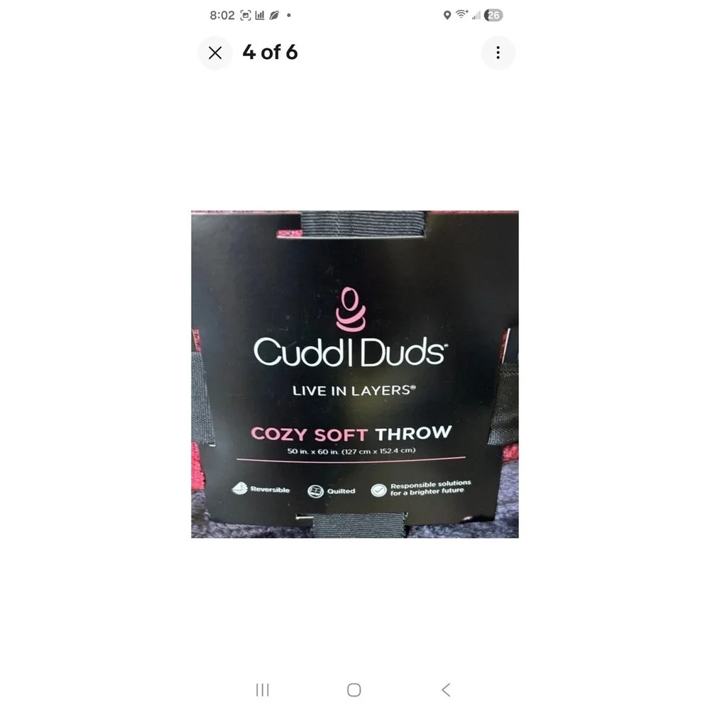 Cuddl Duds Sherpa Throw‎ Blanket 50x60 Red Buffalo Plaid Lodge Cozy Soft NEW